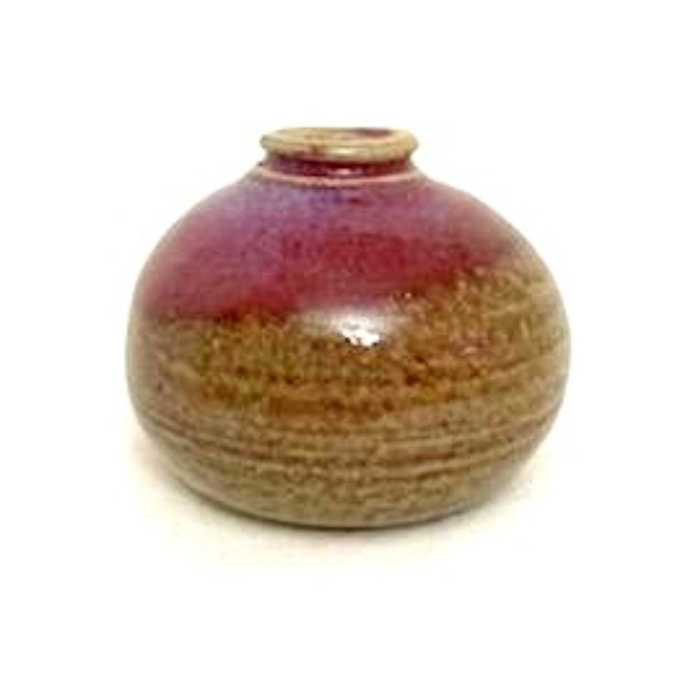 Art Pottery‎ Bud Vase Vessel Bulbous Plum Purple Brown